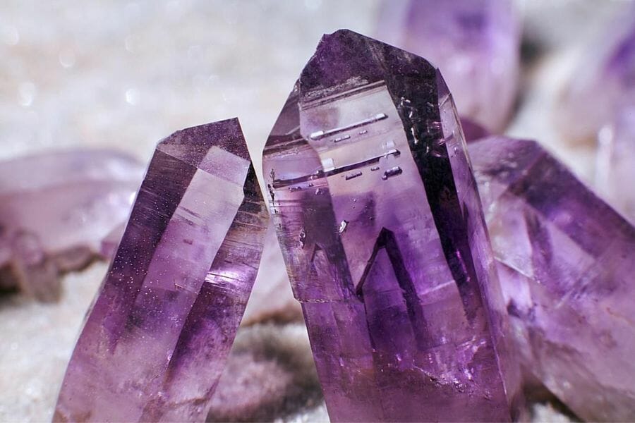 A number of clear stunning amethyst crystals