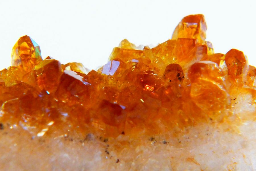 A bunch of bright orange Citrine crystals