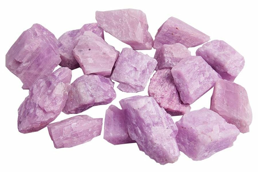 A bunch of light purple Kunzite crystals