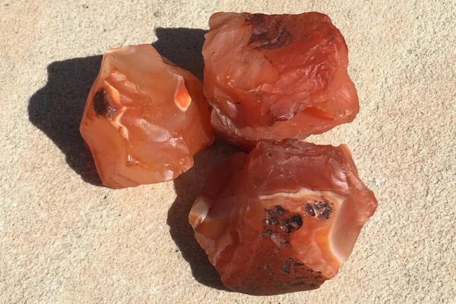 Three pieces of beautiful tiny carnelians with black spots