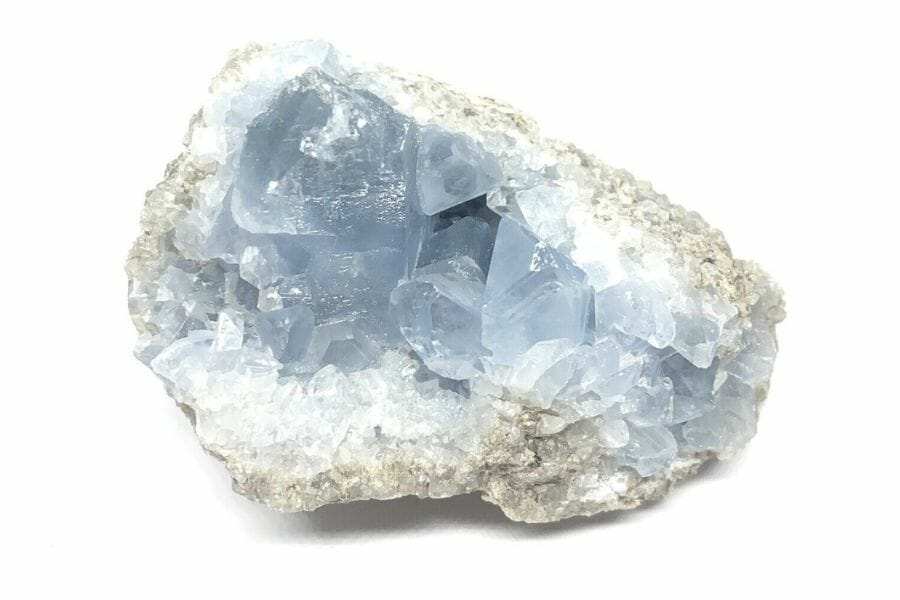 A gorgeous celestite geode with big crystals inside