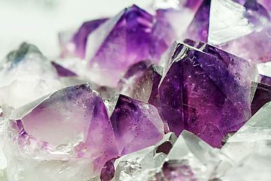 Large chunks of purple and clear crystals