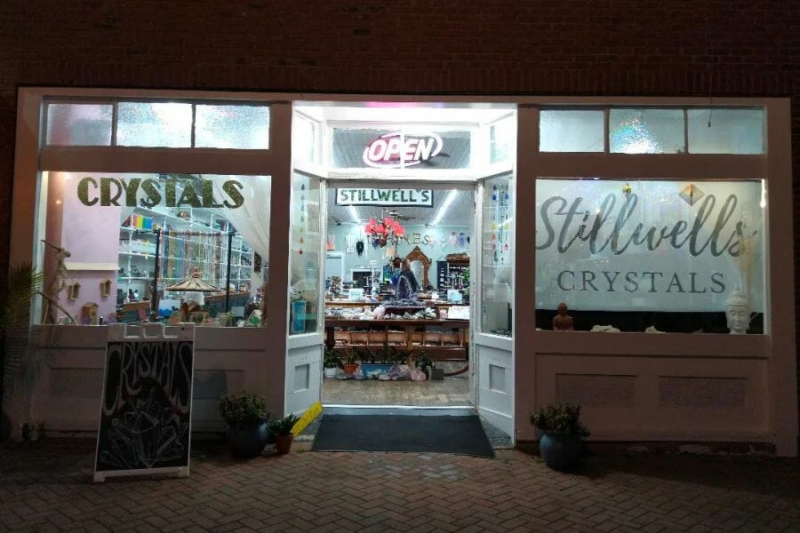 A look at the front store window of Stillwell's Emporium