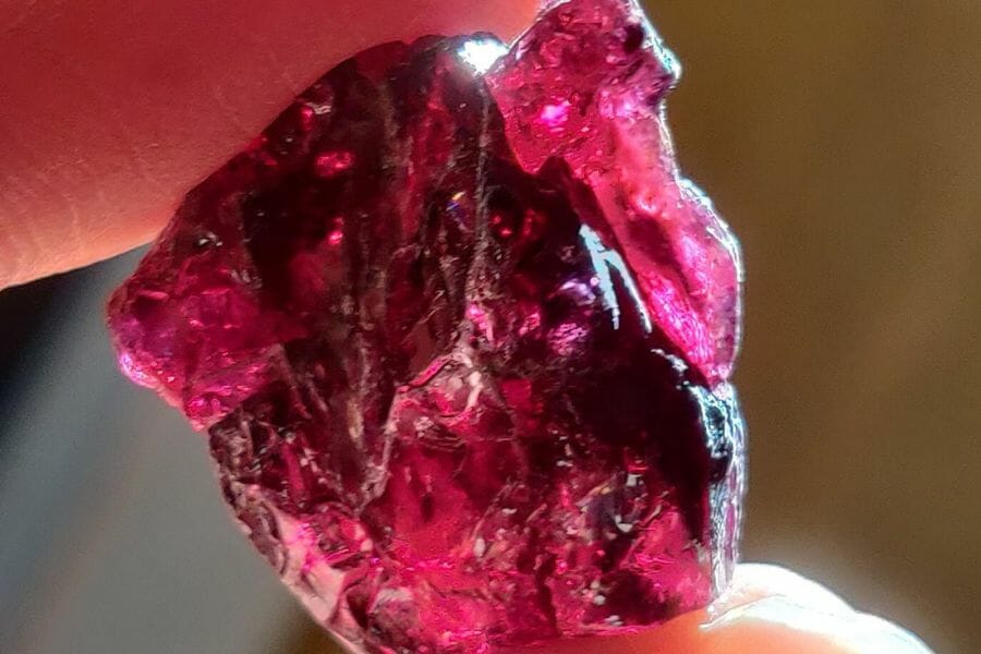 A stunning garnet with dark red and pink hues