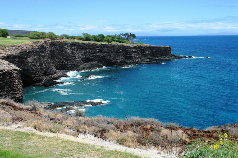 Pristine look of the Manele Bay from its formations looking down