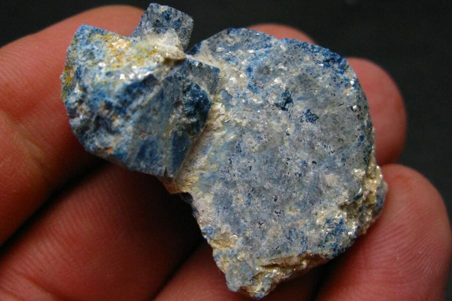 A tiny beautiful lazulite with different blue hues
