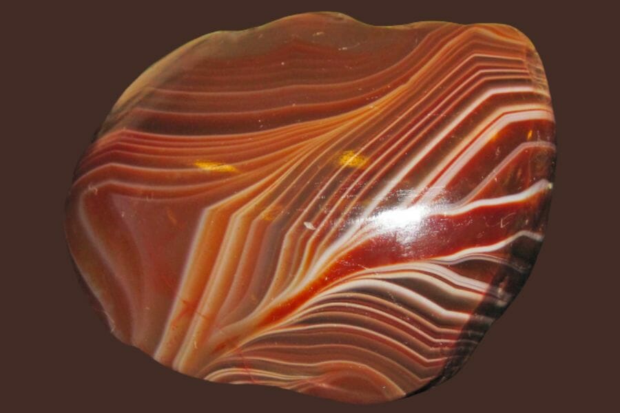 A look at the intricate patterns of an orange-brown Lake Superior Agate