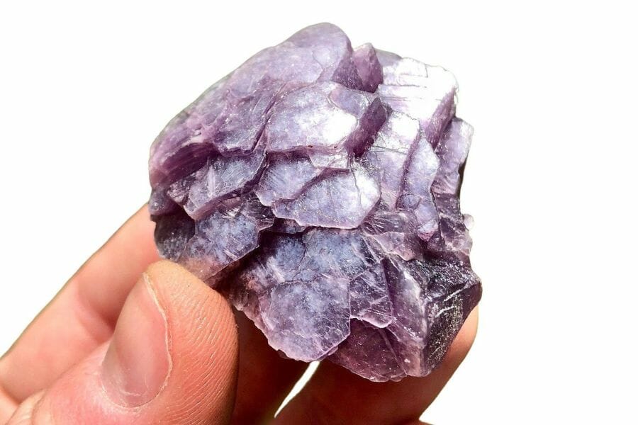 A stunning lepidolite crystal with a unique shape