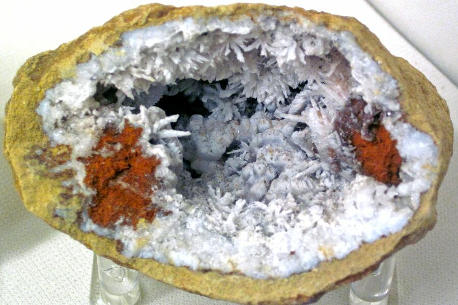 Aragonite geode cracked open