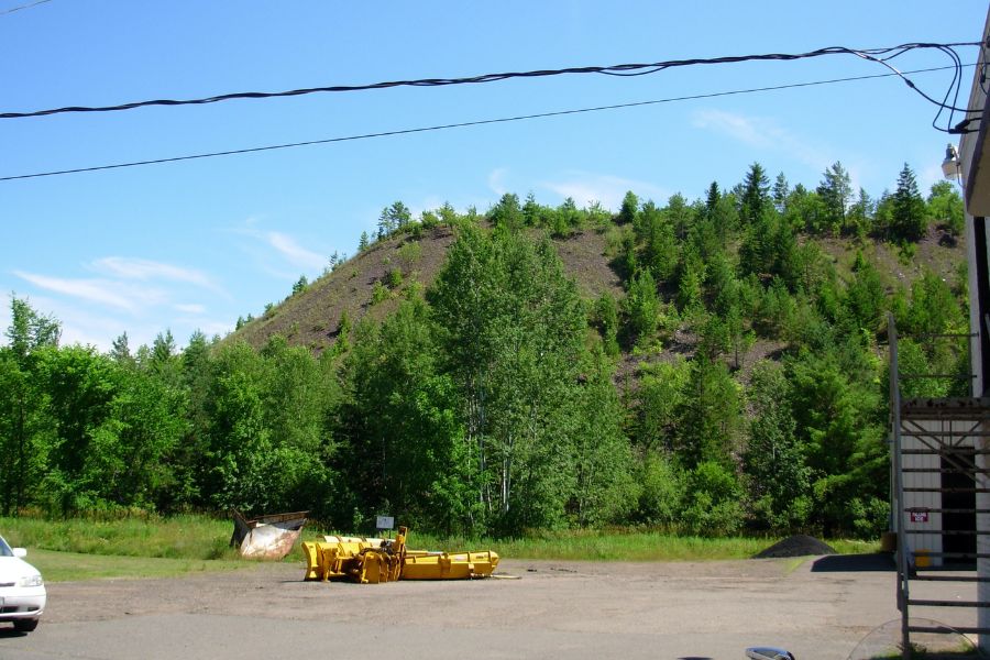hill and trees at the Montreal Mine