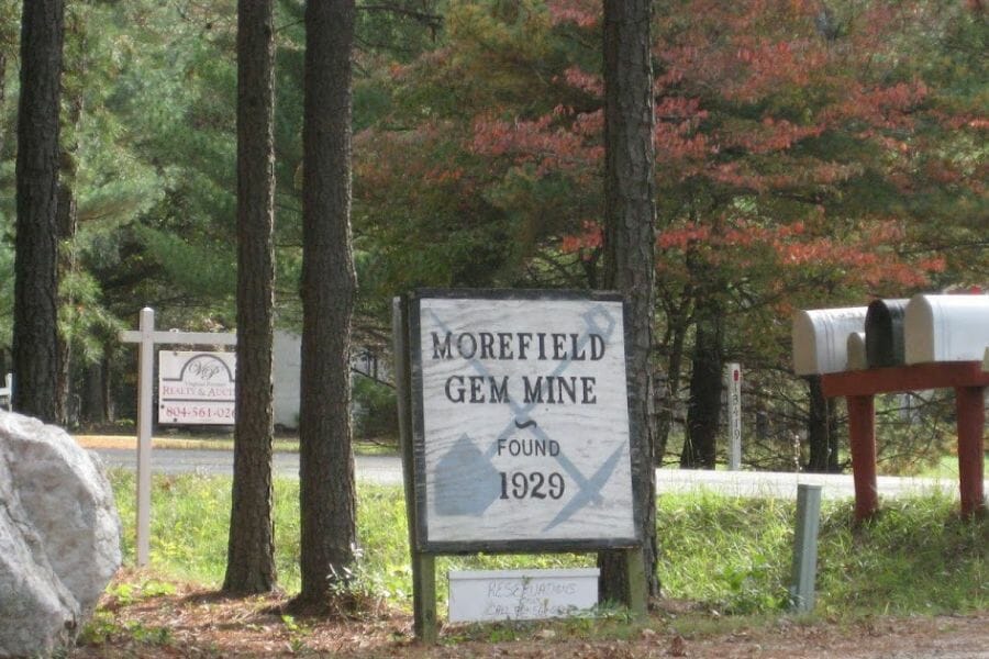 Morefield Mine signage where you can locate different types of crystals 
