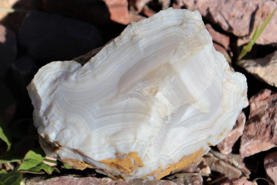 An elegant white agate on another rock