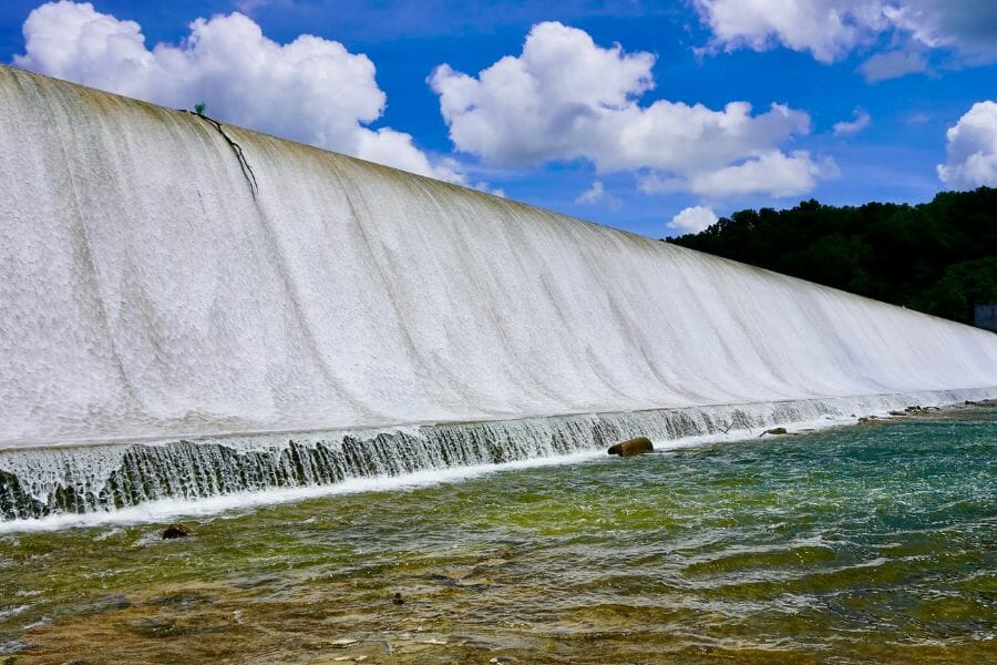 A look at the dam connected to the Spavinaw Lake