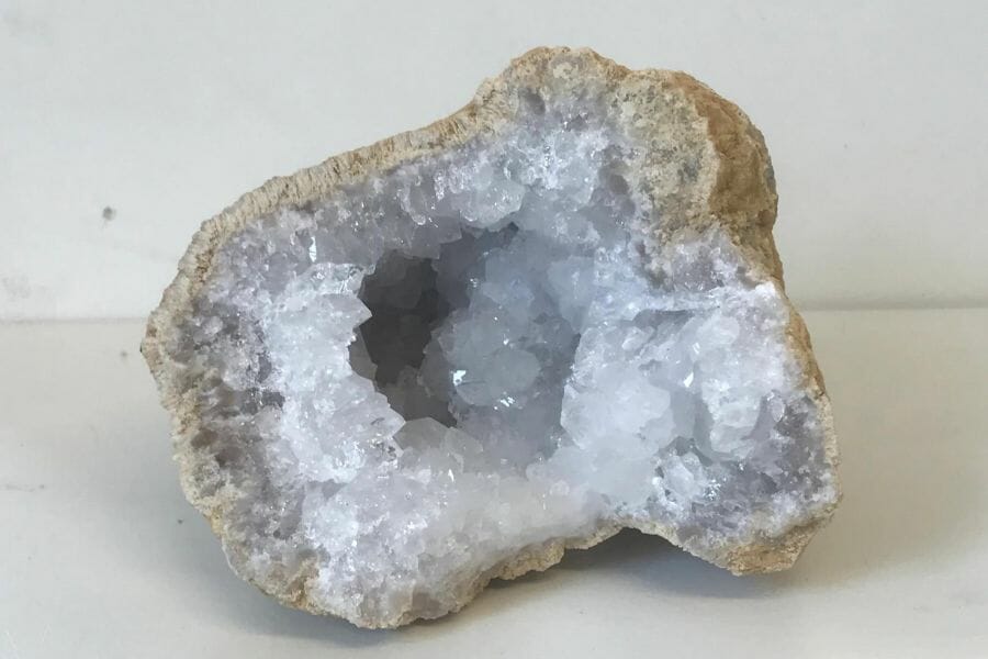 A gorgeous quartz geode cracked open