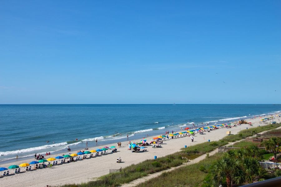A scenic view of the Myrtle Beach with its visitors