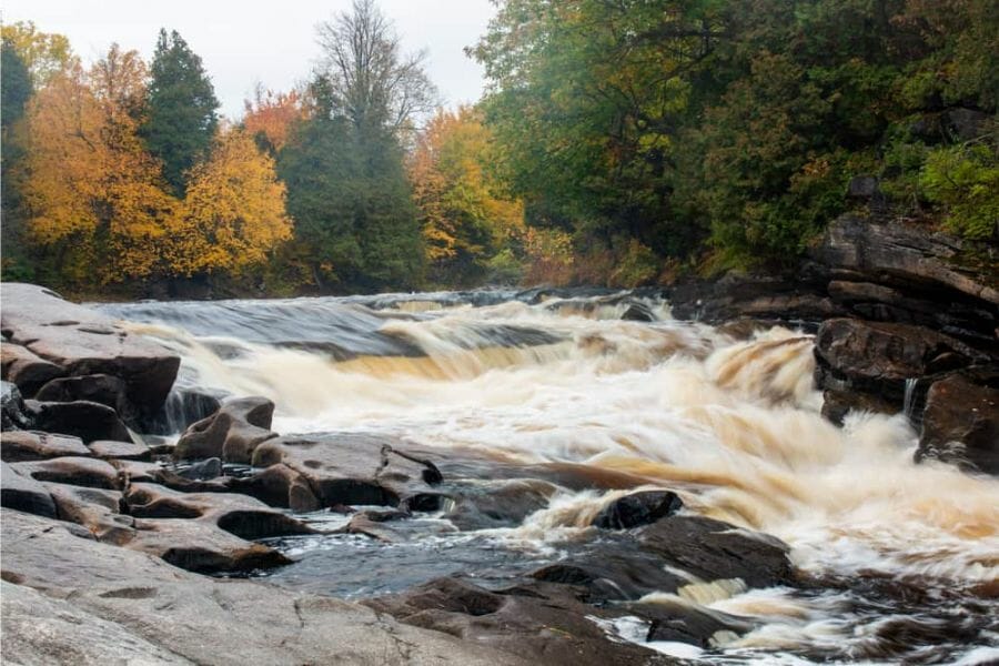 A rushing river at St. Lawrence County in New York