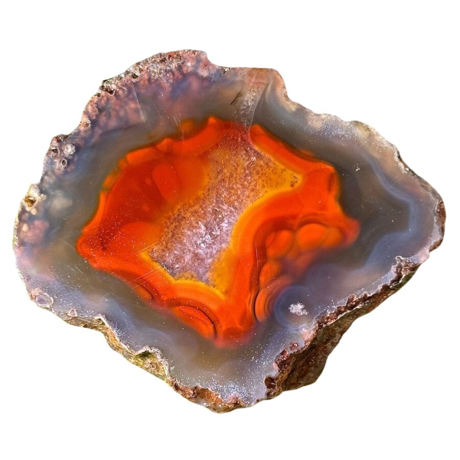 agate with bright red and yellow layers