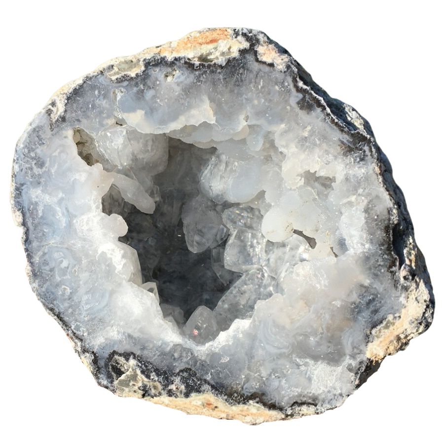 geode with pale blue crystals inside