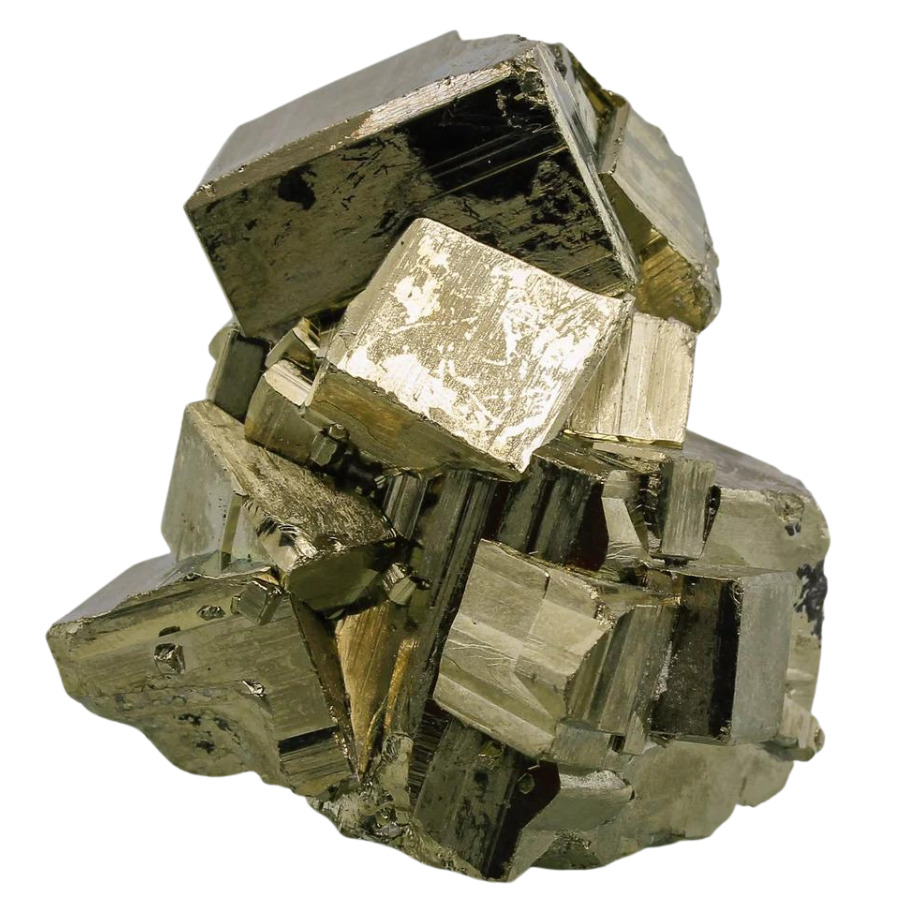 golden cubic pyrite crystal cluster