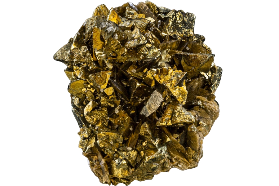 A crystal cluster of golden chalcopyrite