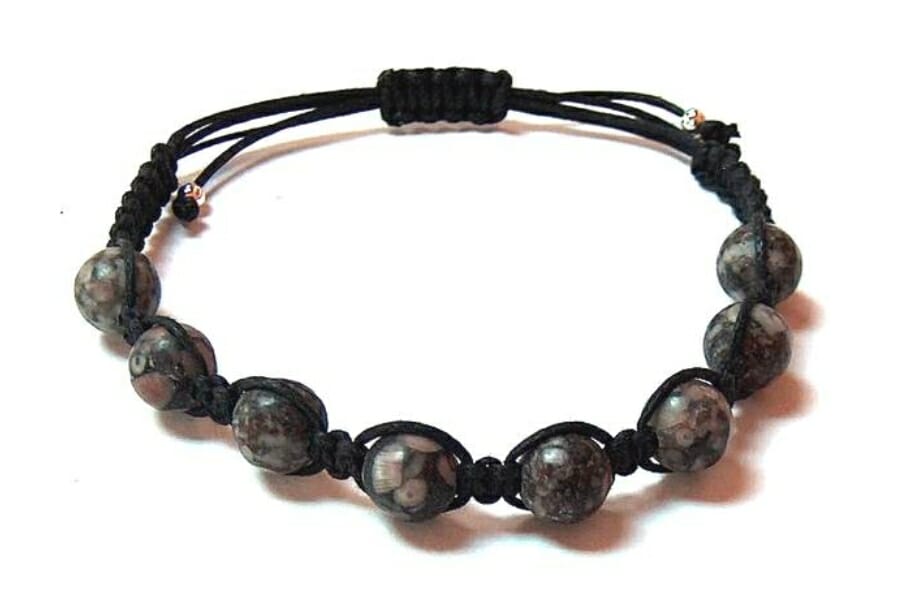 A bracelet made out of Agate Fossil beads