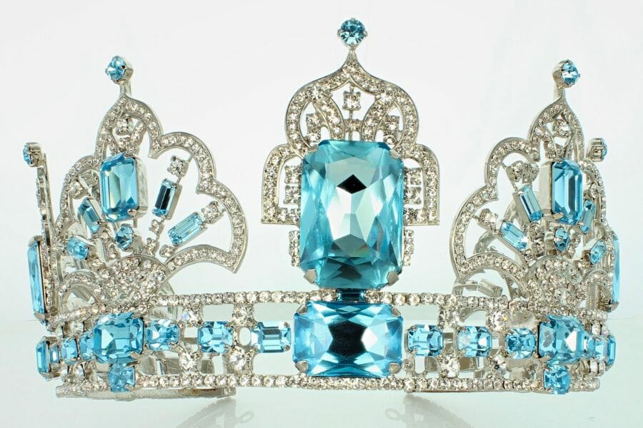 A stunning photo of the Brazilian Aquamarine Tiara owned by the British Royal Family