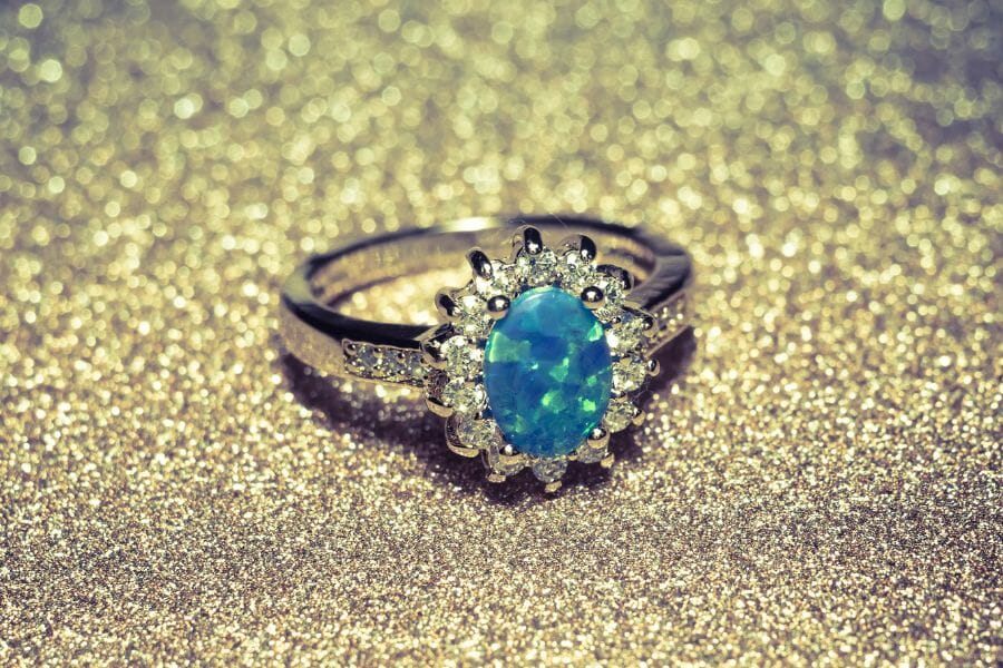 A luxurious-looking blue opal ring