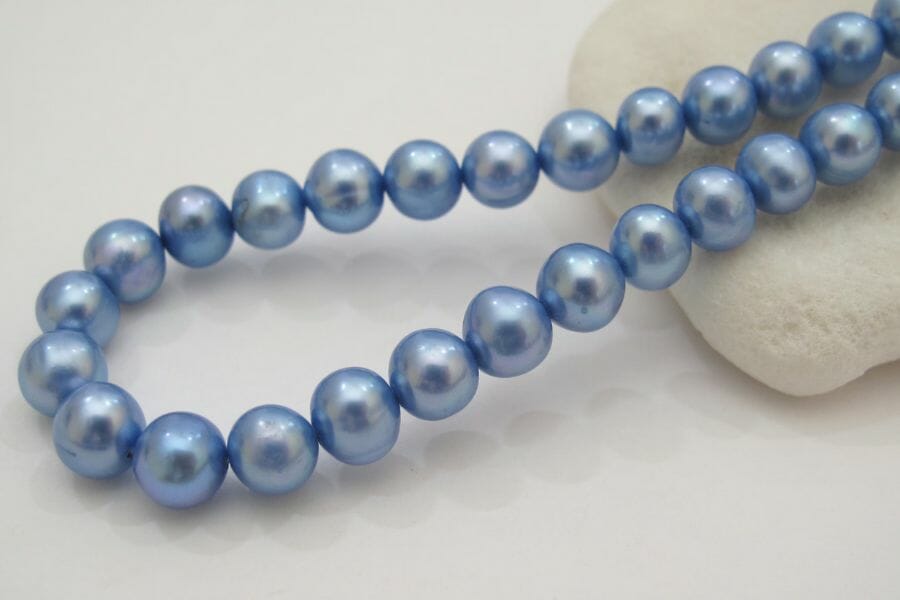 A pretty blue pearl necklace