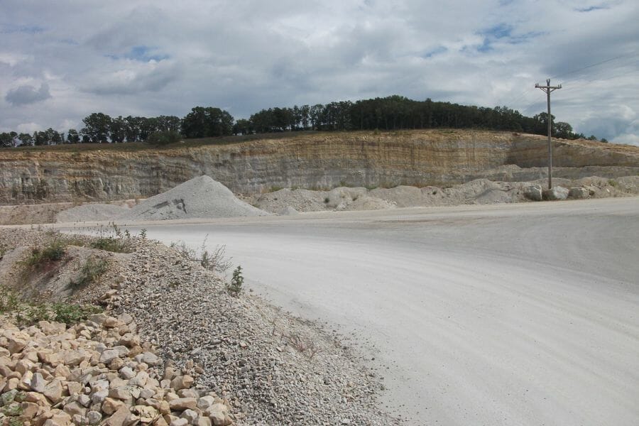 An area full of gravel and rocks at the Buckland Mine