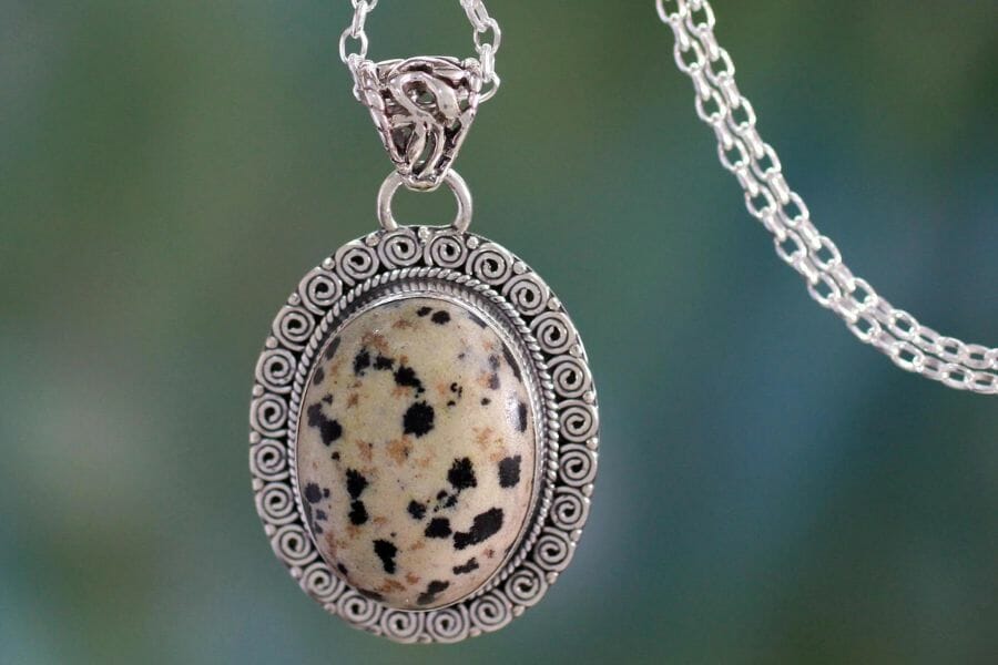 An elegant dalmatian jasper necklace