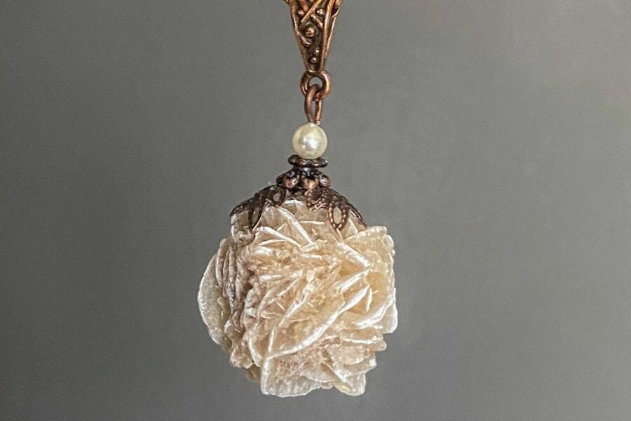 A dazzling desert rose pendant