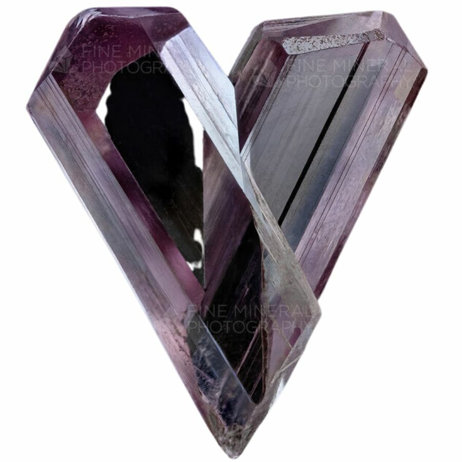 V shaped dark violet Diaspore crystal