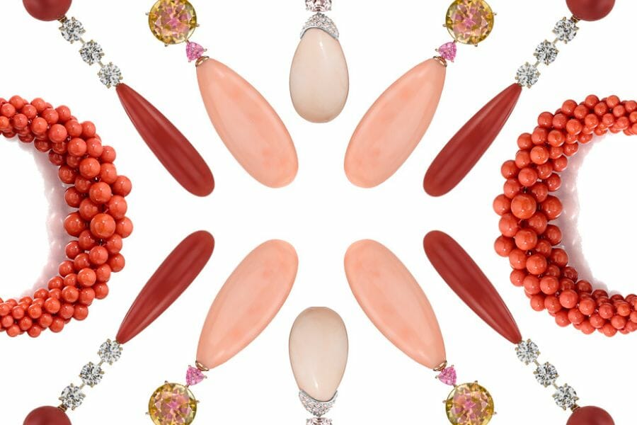 Various types of coral jewelries