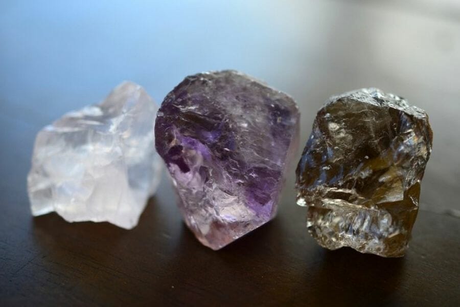 Three different types of quartz