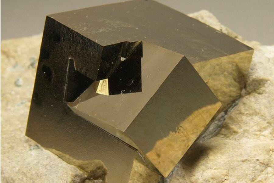 A sample of a perfectly-cubed Pyrite from Navajun, Spain