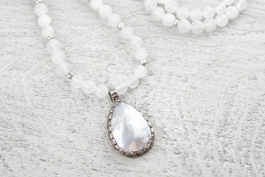 An expensive elegant selenite necklace 