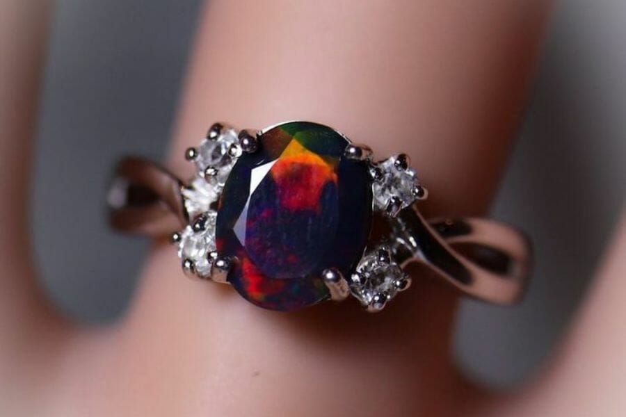 A delicate fire opal ring