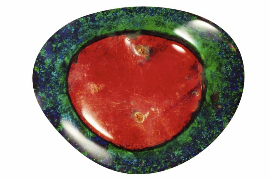 Dazzling Flame Queen Opal with red, green, and blue hues