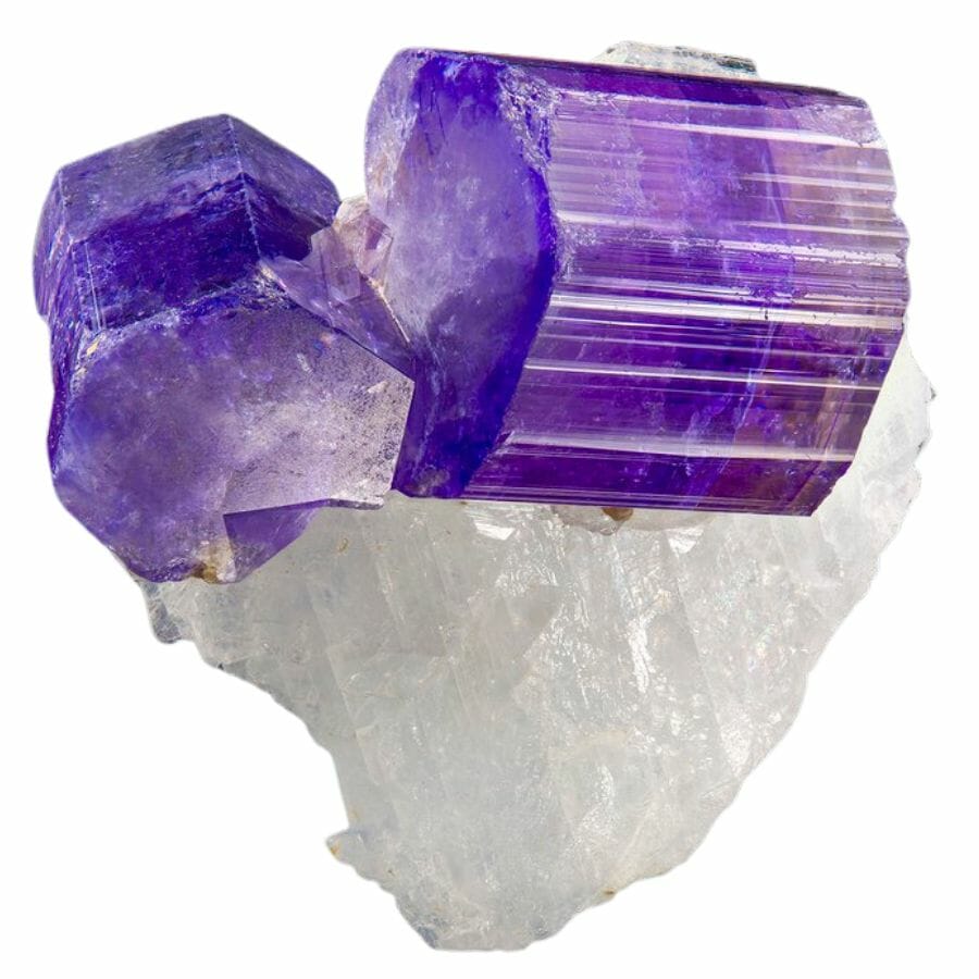 Purple Fluoraptite crystal in white quartz