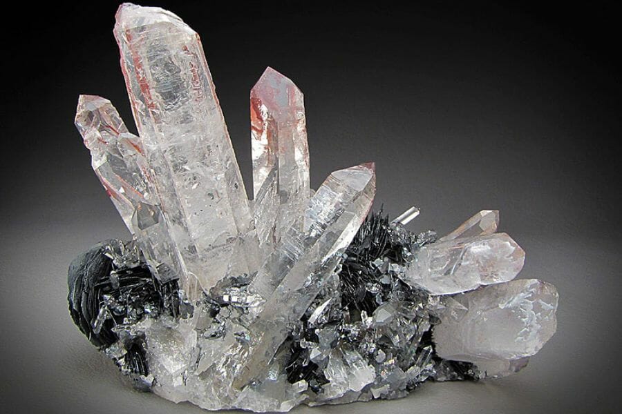 A cluster of beautiful, clear Quartz crystals