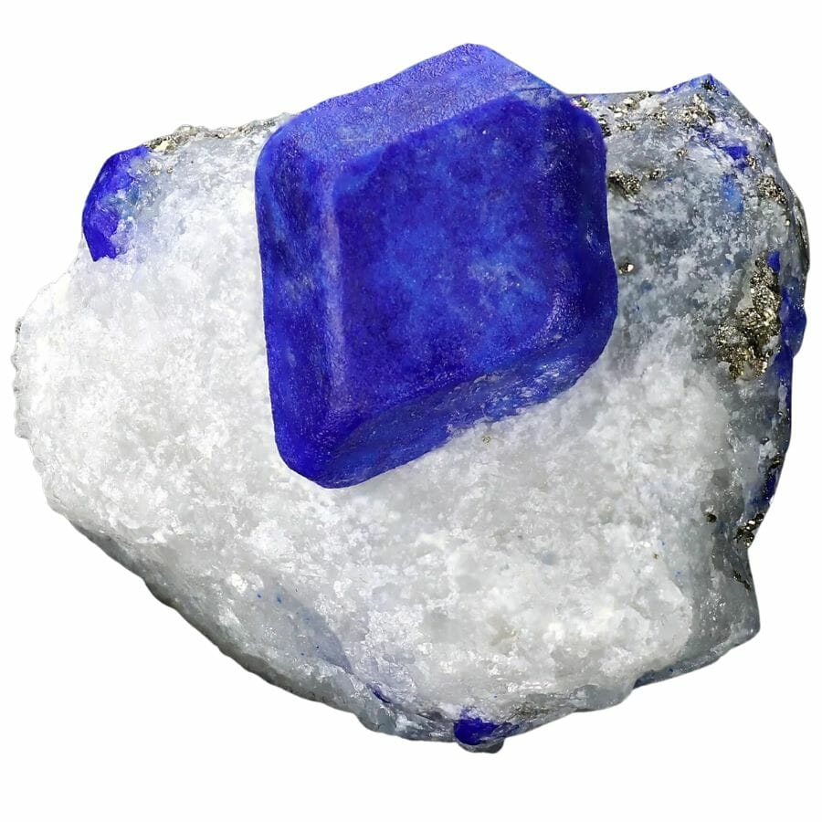 Purple Lazurite crystal embedded in quartz