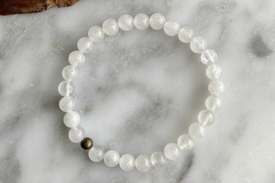 A rounded milky quartz bracelet