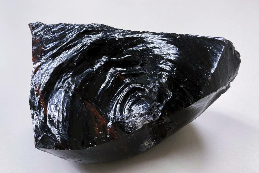 A hunk of shiny black obsidian