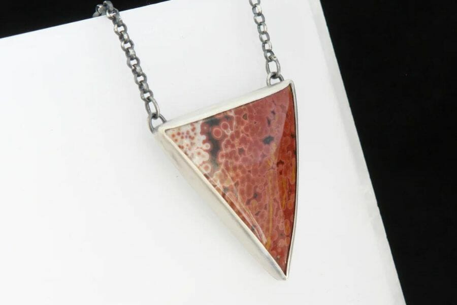 A triangular-shaped ocean jasper necklace