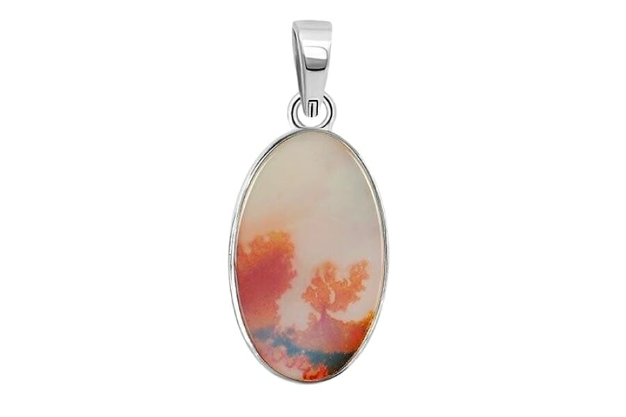 A Picture or Scenic Agate used on a silver pendant