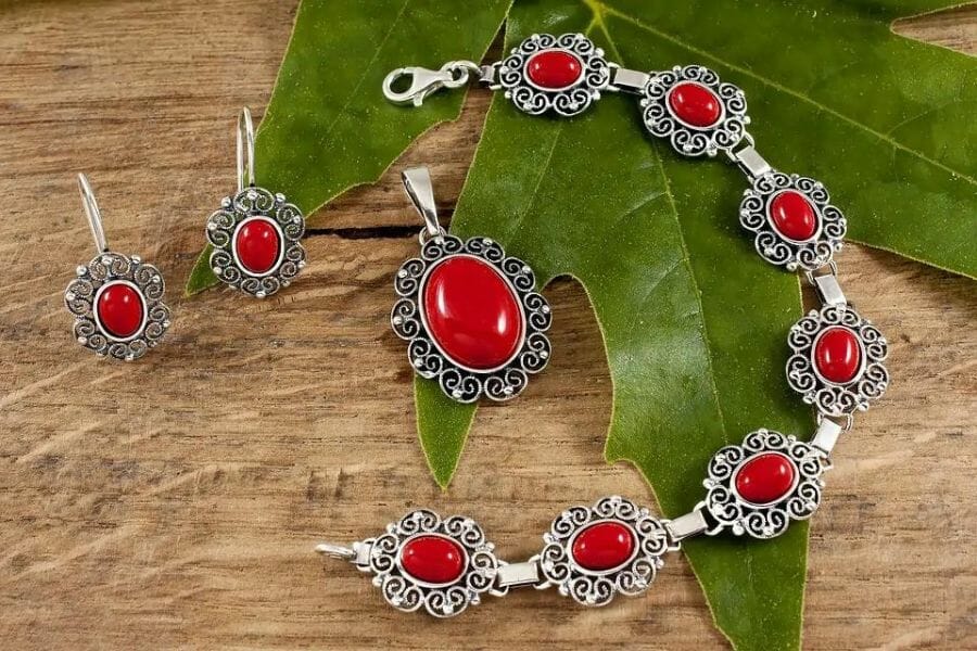 A pretty collection of coral jewelries