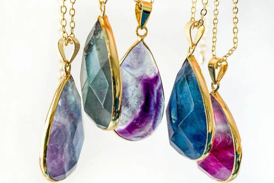 Various colored fluorite pendant necklace