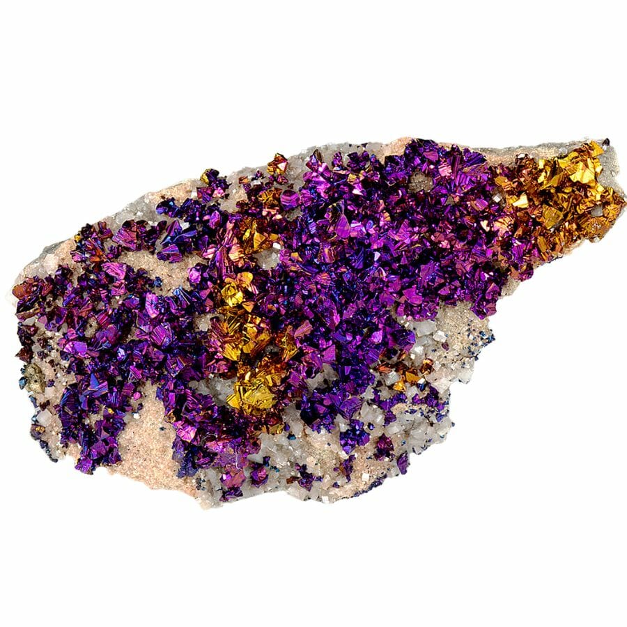 Gold and purple formation of Chalcopyrite crystals