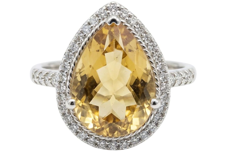 tear drop shaped citrine ring