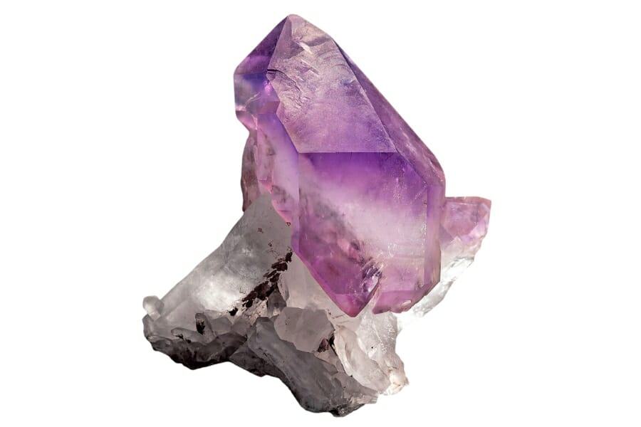 A stunning scepter Amethyst in pinkish purple hue